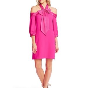 Cece Passion Pink Cold-Shoulder Bow Dress NWT S